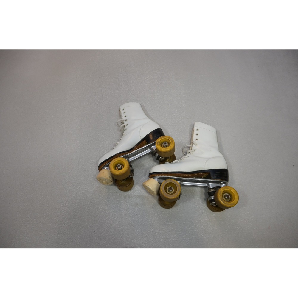 Chicago Roller Skates Unisex‎ Size 5 White Vintage Quad Leather Lace Up Good